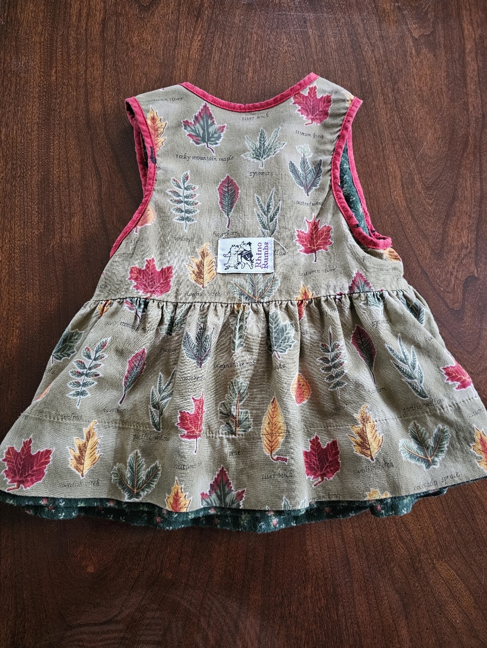 Rhino Rumba Reversible Floral & Leaf Dress 6M, Forest Green And Tan, Cottagecore - Picture 1 of 12